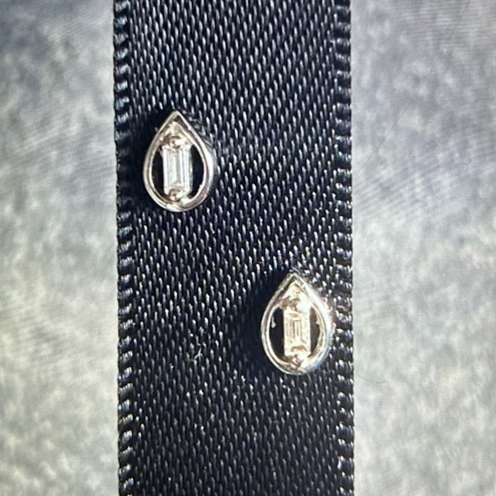 Dana Rebecca Designs White Gold Baguette Stud Teardrop Earrings